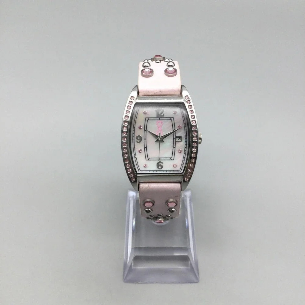 Montana Womens Watch 28mm Pink Crystals Breast Cancer Awareness New Battery